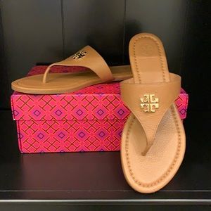 Tory Burch Jolie Flat Thong Tan Leather 8